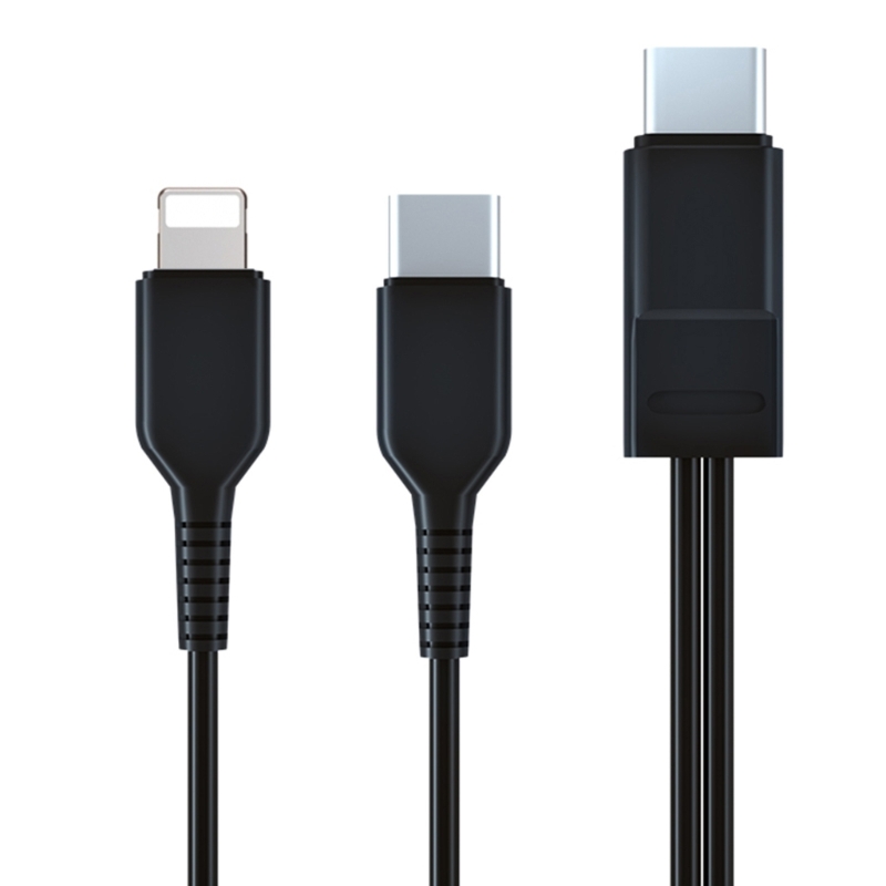 Cáp đa dây sạc, 2 trong 1 USB C để Loại C và ánh sáng sạc cáp, điện lên đến 2 thiết bị cùng một lúc từ một cổng USB C