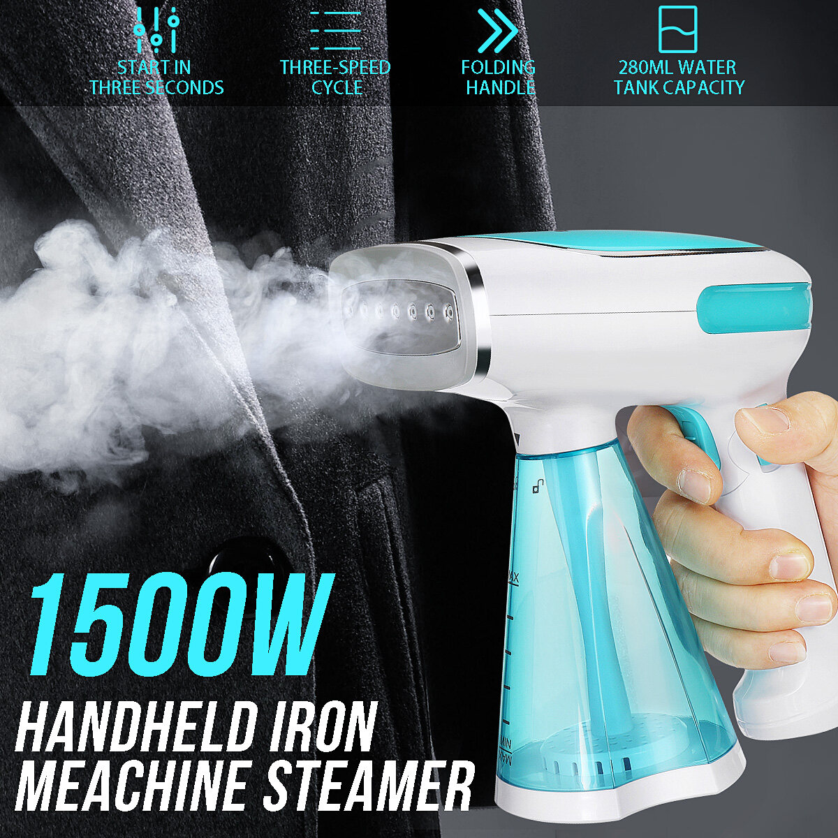 Generic 1500W Portable Handheld Steam Ironing Machine Garment Iron