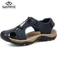 SAGYRITE Big Size 38-48 Sandals for Men Leather Mens Sandals Summer Outdoor Hiking Sandals for Men Hiking Shoes