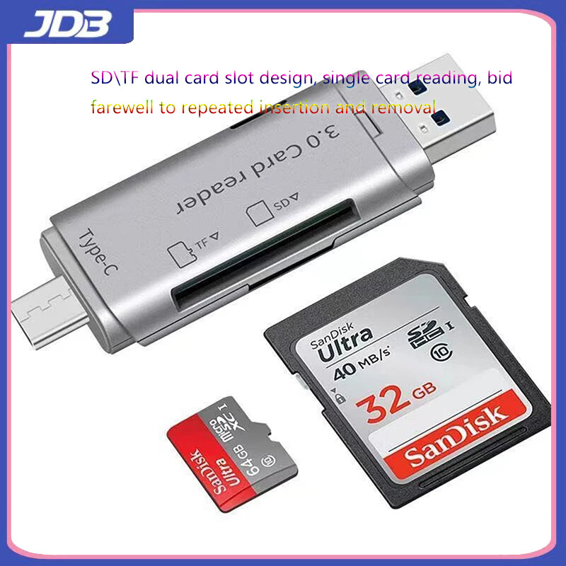 Jdb đầu đọc thẻ micro sd tf usb 3.0 type c bộ chuyển đổi otg phù hợp cho máy vi tính, máy tính xách tay, điện thoại di động đầu đọc thẻ tất cả trong một