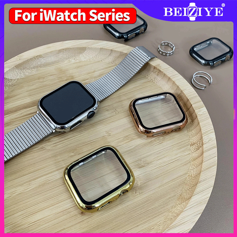Kính + Vỏ cho Apple Watch Serie 6 SE 5 4 3 2 1 7 i Vỏ đồng hồ 45mm 41mm