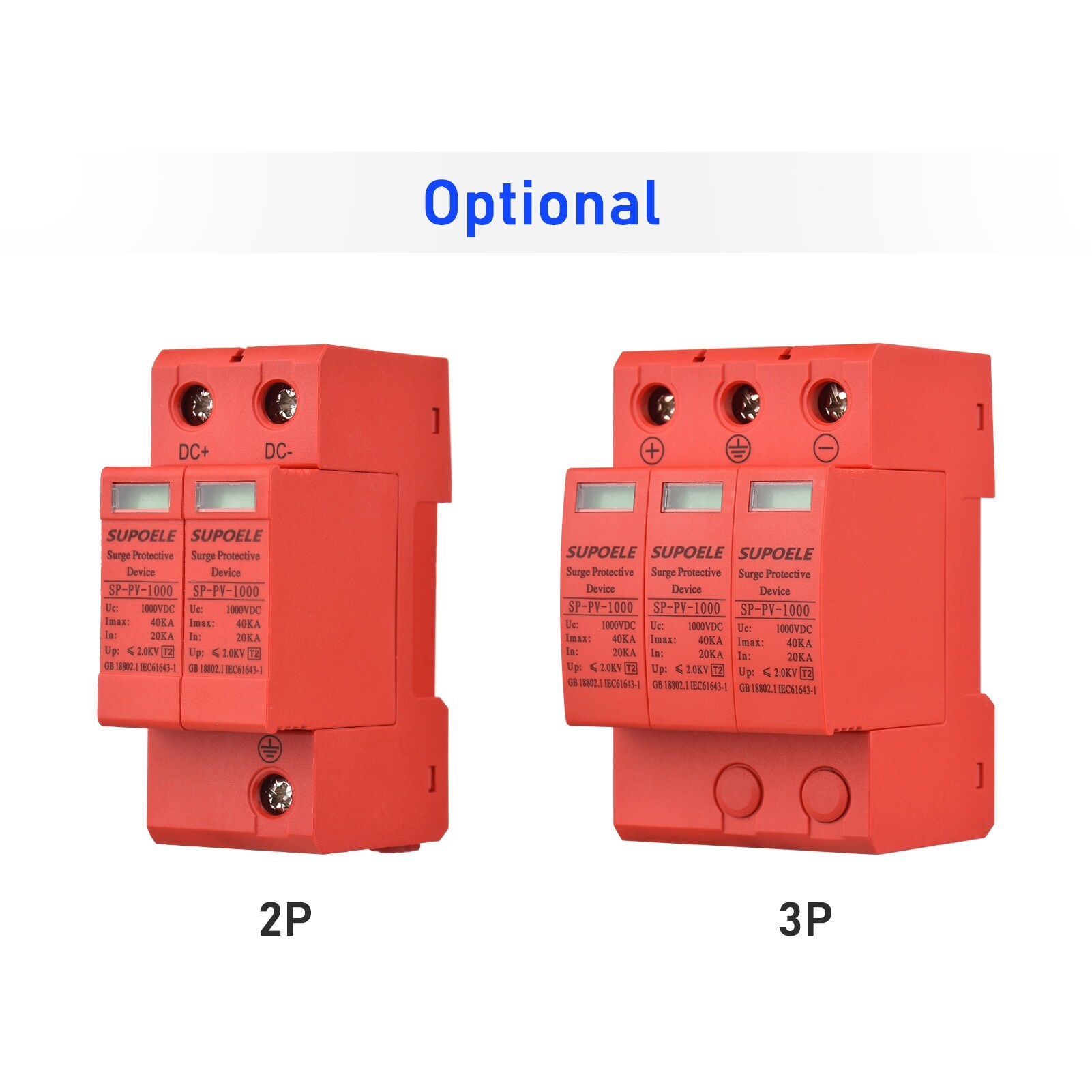 [HOT W] DC 1000V Surge Protective Device 3P 40KA Surge Arrester Photovoltaic PV Thunder Proof Protector Breaker DIN Rail Installation