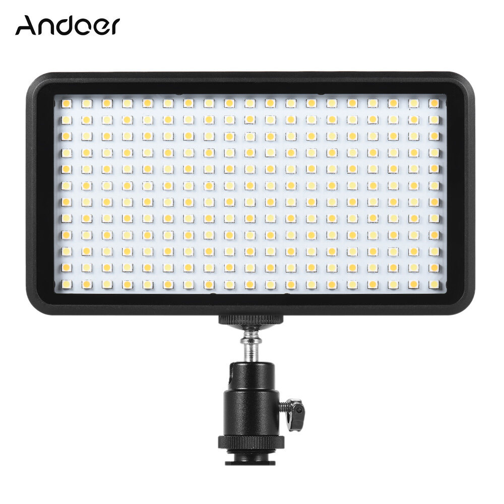 Andoer Ultra-thin 3200K/6000K Dimmable Studio Video Photography LED Light Panel Lamp 228pcs Beads for Canon Nikon DSLR Camera DV Camcorder