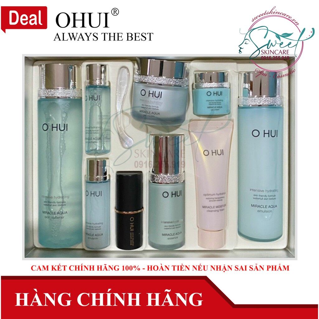Set dưỡng da kiềm dầu, cấp ẩm cho da mụn, lỗ chân lông to OHUI Miracle Aqua Special Set