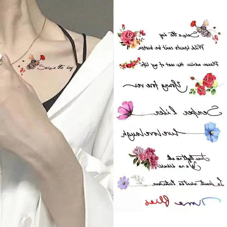 Miếng Dán Hình Xăm Tạm Thời Miếng Che Cổ Tay Xương Đòn Cho Nữ Chống Thấm Nước Hình Hoa Nhỏ Vẽ Tay Hình Hoa Anh Quốc (9 Kiểu)