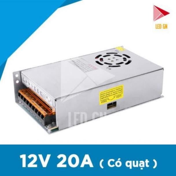 Nguồn 12v 20a có quạt - chuyển đổi điện áp 220v về 12v 20a - 80% công suất