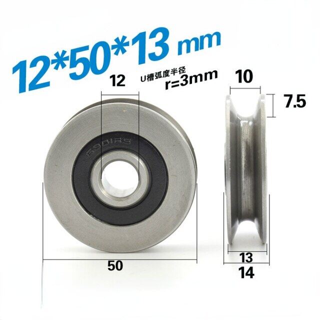 10x50x1 3/12*50*13mm 6301rs vòng bi thép chịu lực U rãnh V vòng dưới 5cm ròng rọc 6mm bánh xe dẫn dây Cáp Nâng bánh xe