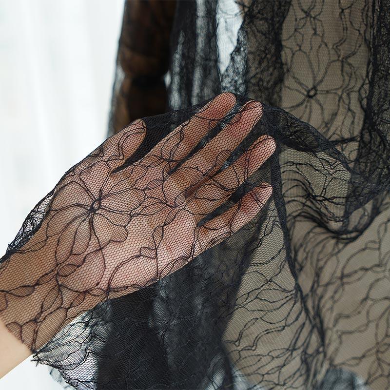 Black mesh fabric decorative mesh fabric 100% acrylic jacquard tulle fabric for women dress 50*150cm/piece tj0360
