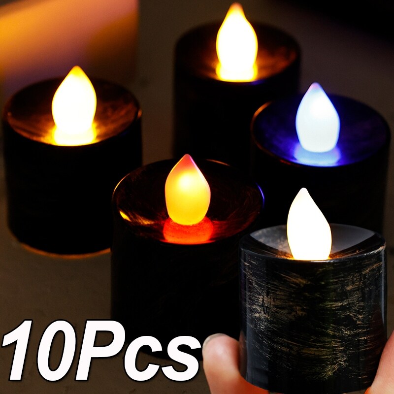 【Halloween Lighting】 Led Simulation Electronic Candle Light Smokeless Lighting for Birthday Hotel Wedding Halloween Tealight Decoration Props