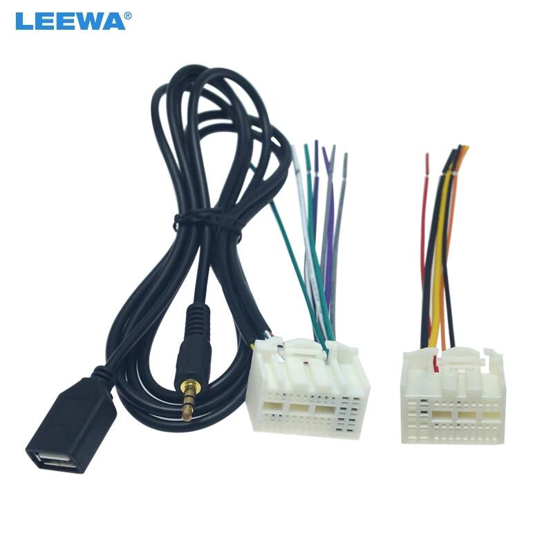 :?》 -- Bộ chuyển đổi dây cố định đường điện Radio âm thanh nổi xe hơi leewa với AUX(3.5mm)/Phích cắm Đầu nối USB cho KIA K2/K3/K4/Elantra/Mistra/Tucson # ca6231