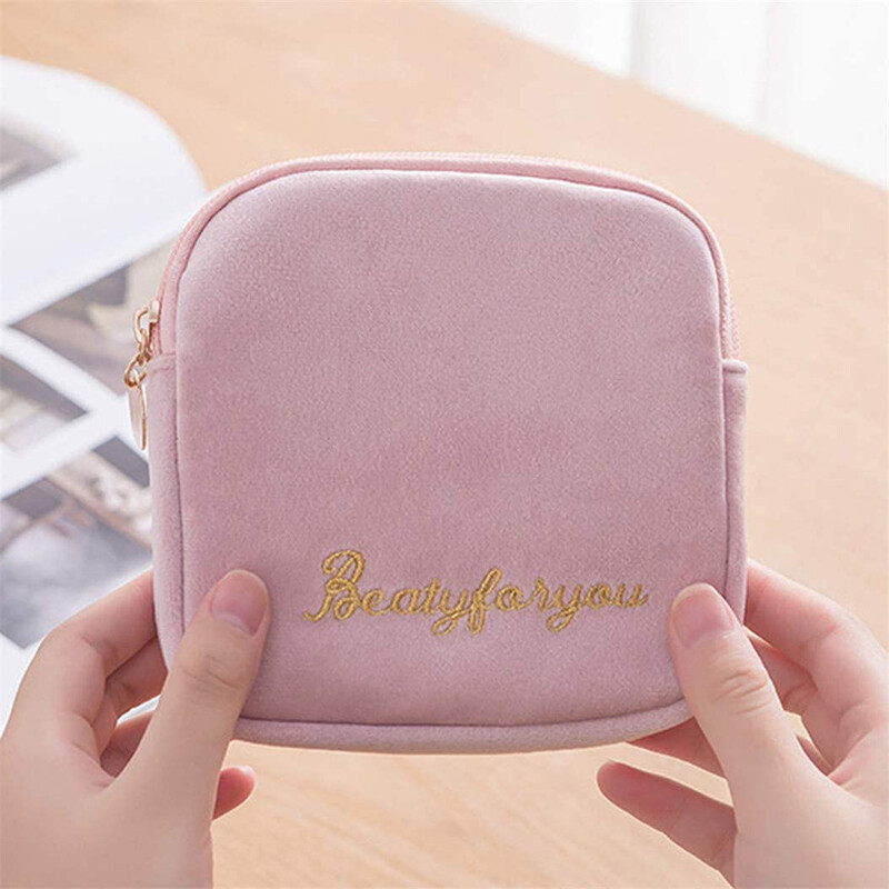 BEAUTYBIGBANG Túi Vệ Sinh Cầm Tay Dây Kéo Đồng Xu Ví Túi Đựng Khăn Ăn Tiện Lợi, Túi Xách Nhỏ Ví Đựng Tiền Túi Đựng Tiền Xu Túi Đựng Mỹ Phẩm