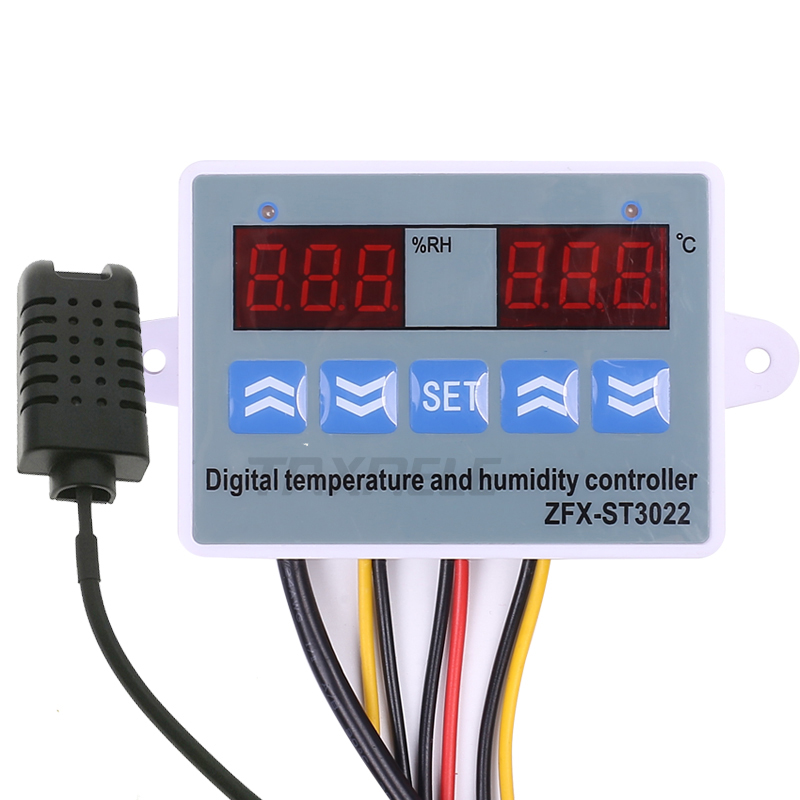 Bộ Điều Chỉnh Nhiệt Độ Kỹ Thuật Số Bộ Điều Khiển Độ Ẩm Máy Ấp Trứng ST3022 Điều Khiển Nhiệt Độ Ẩm Kế 10A 12V 220VAC