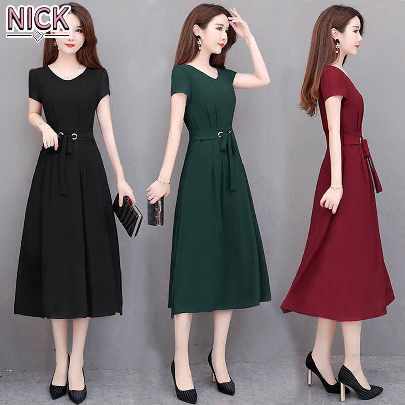 NICK dress for woman 2021 new solid color A-line long skirt