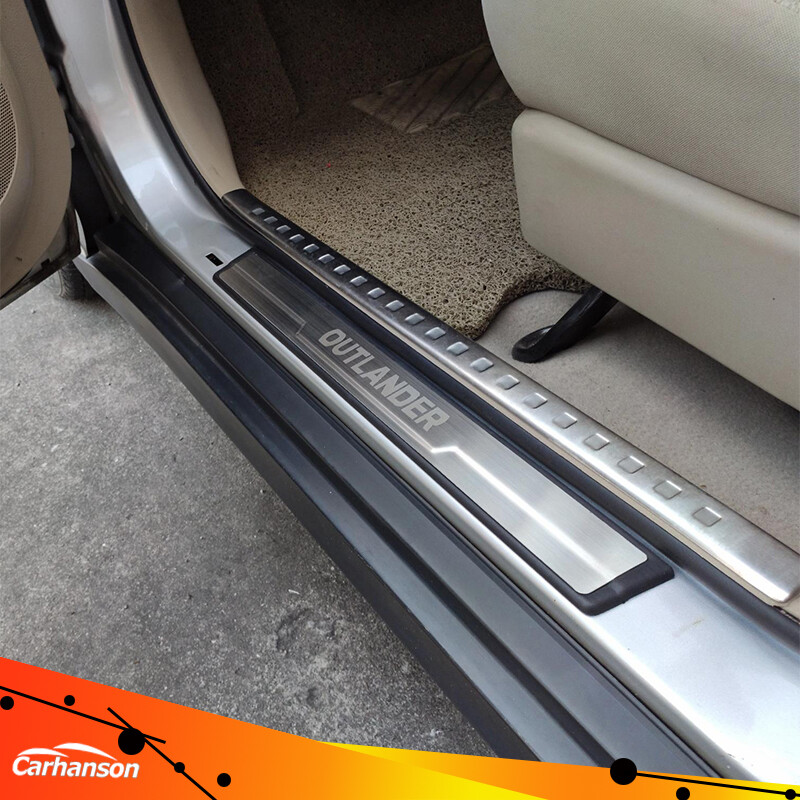Carhanson Phụ Kiện Xe Hơi Cho Mitsubishi Outlander 2013-2023 Vỏ Bảo Vệ Bàn Đạp Ngưỡng Cửa Bằng Thép Không Gỉ Miếng Dán Tấm Chống Xước