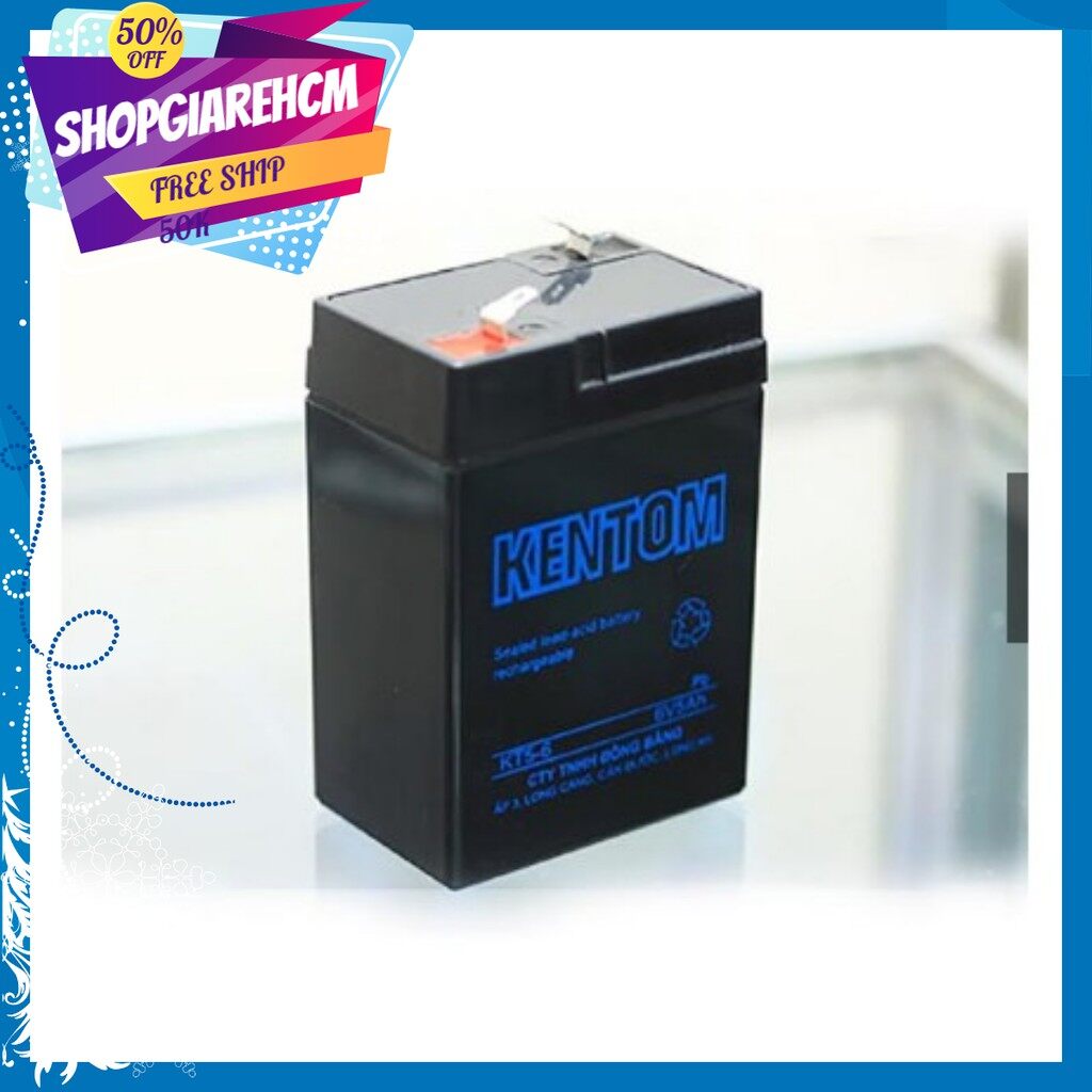 Ắc quy khô cho đèn sạc quạt sạc 6v 5a kentom