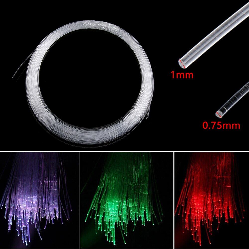 Hot Sale 50M PMMA Plastic Fiber Optic Cable End Glow Led Light Clear DIY For LED Star Ceiling Decoration Light 50Mx0.75Mm/1.0Mm