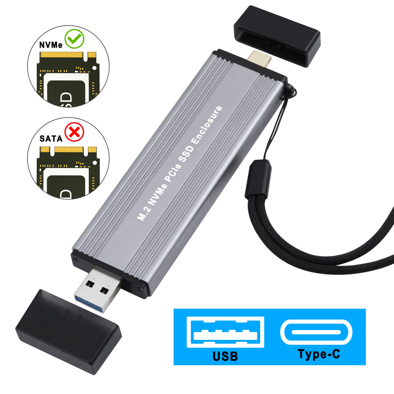 S_way s_way m.2 nvme trường hợp ssd bao vây nvme để bộ chuyển đổi usb 10gbps usb 3.1 gen2 vỏ ngoài hỗ trợ hộp m2 pcle nvme express ssd 2280 2242