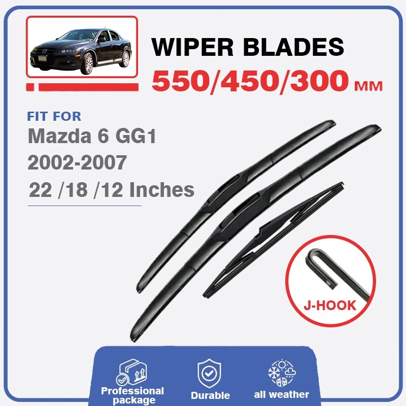 【Wiper】 LHD RHD Car Front Rear Wiper Blades For Mazda 6 Wagon GG1 2002-2007 Windshield Rubber Windscreen Window 22 quot; 18 quot; 12 quot; Accessories