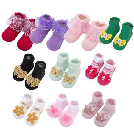 Baby Girls Socks Fit 0-24 Months Fashion Bowknot Flower