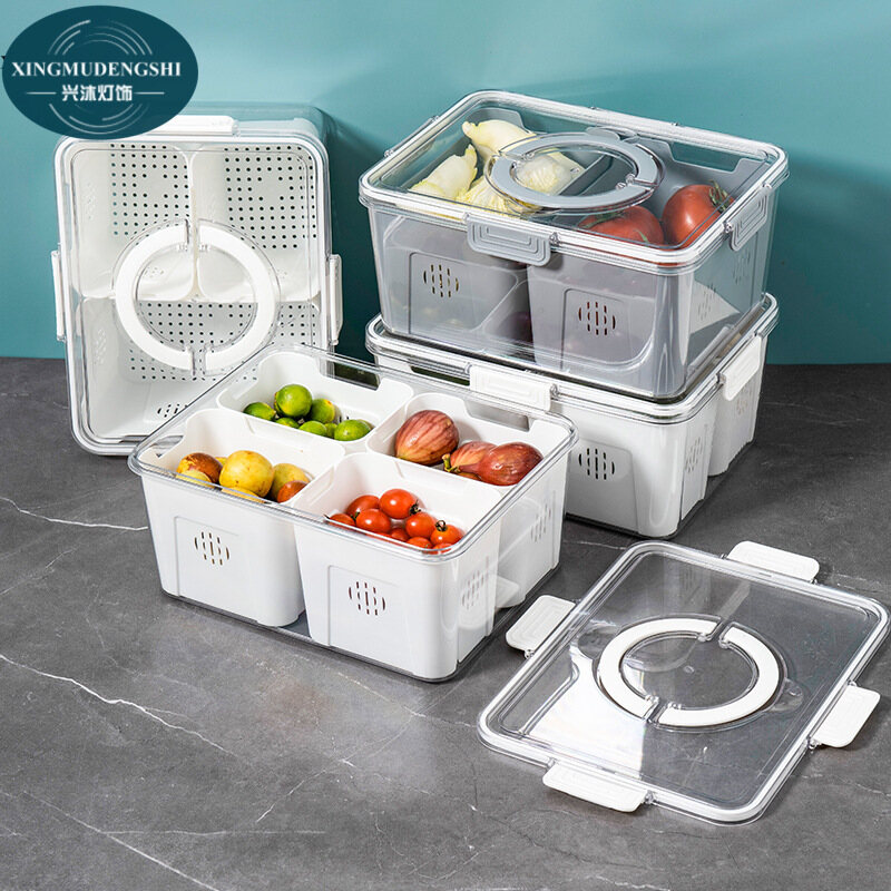 Xmds hộp đựng tủ lạnh nhà bếp hộp tươi mới cầm tay ngăn, ngăn tủ lạnh phân loại thực phẩm, trái cây, trứng hộp lưu trữ hoàn thiện