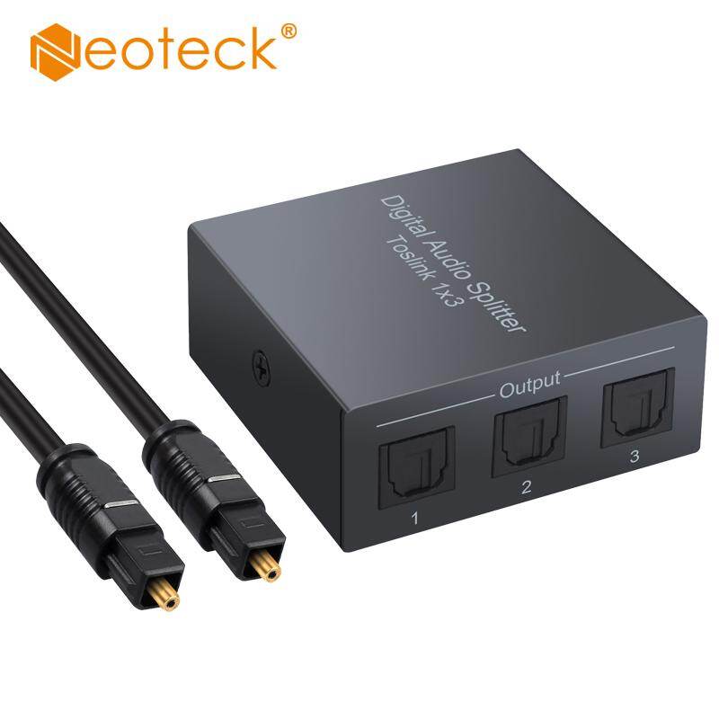 Neoteck 1x3 SPDIF Âm Thanh Kỹ Thuật Số Toslink Bộ Chia 1 Trong 3 Ra 3 Cổng Âm Thanh Bộ Chia Quang Hỗ Trợ LPCM 2.0 DTS Dolby-AC3 Adapter