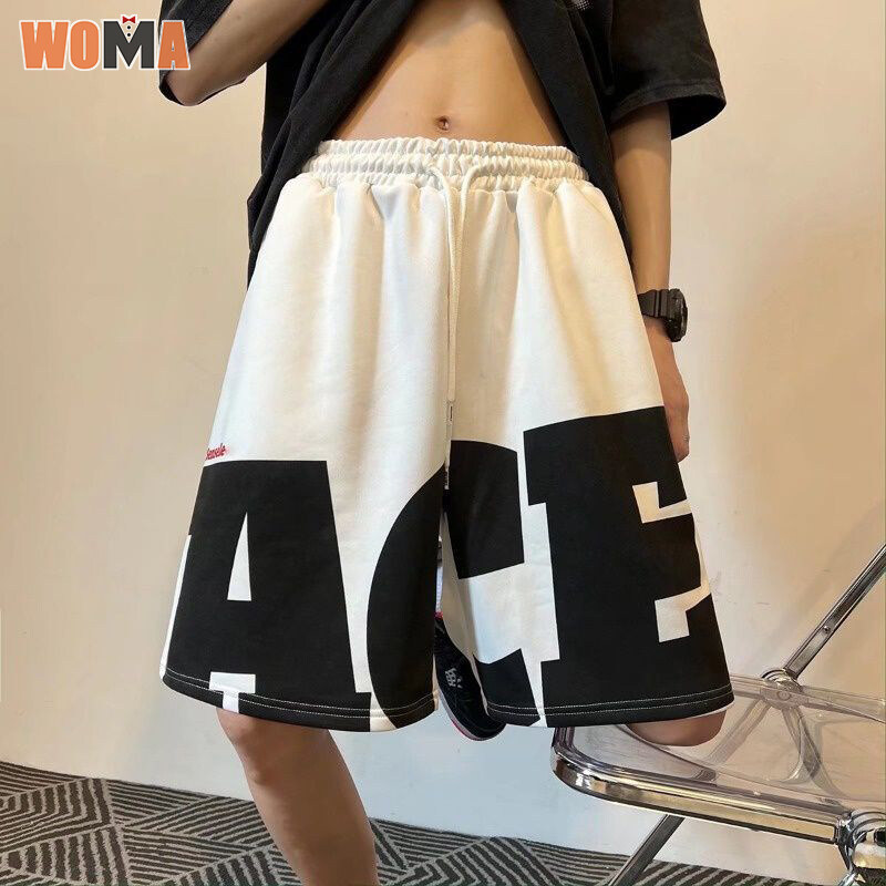 WOMA Men s Sports Loose Shorts letter print graphic shorts