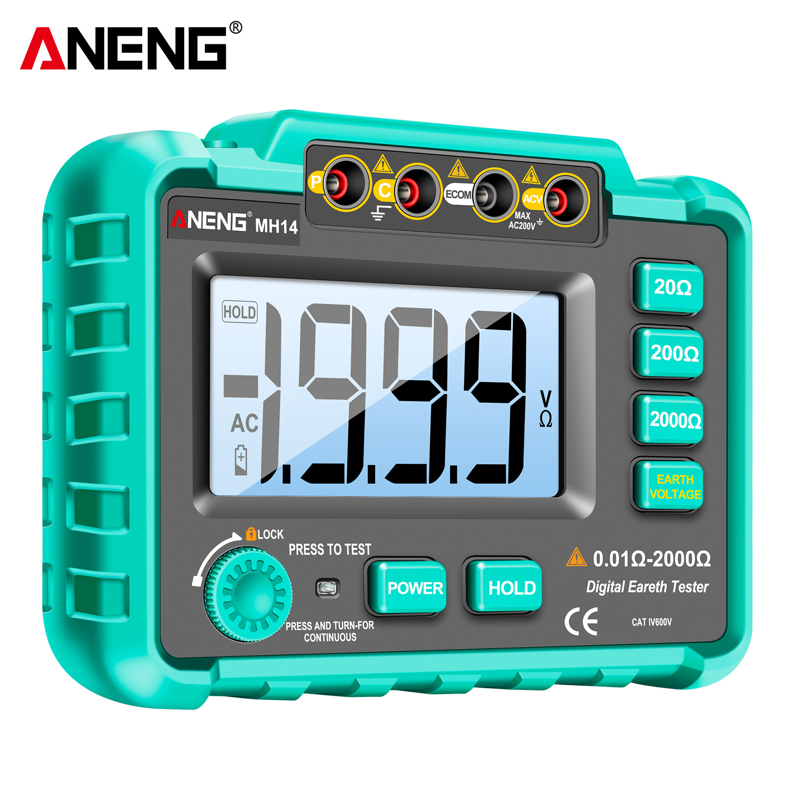 Cảm biến thông minh aneng mh14 điện megger dụng cụ kiểm tra trở kháng cách điện kỹ thuật số độ chính xác cao điện trở nối đất Điện áp đồng hồ đo