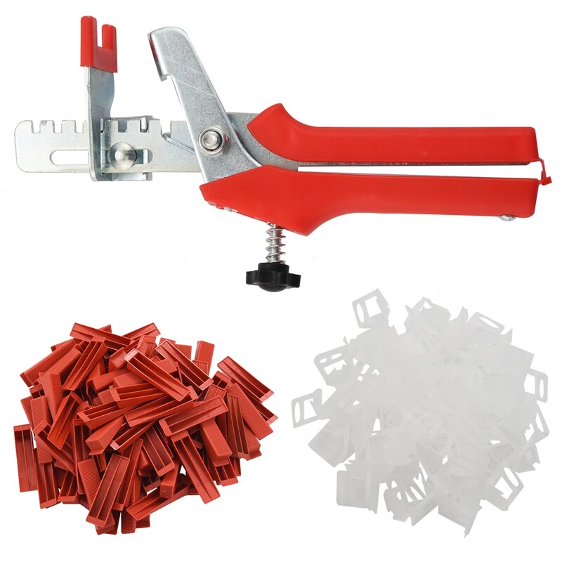 401Pcs Tile Leveling System 2mm 300Pcs Clips+100Pcs Wedges +1Piece Plier Plastic Tiling Tools Tile Spacer
