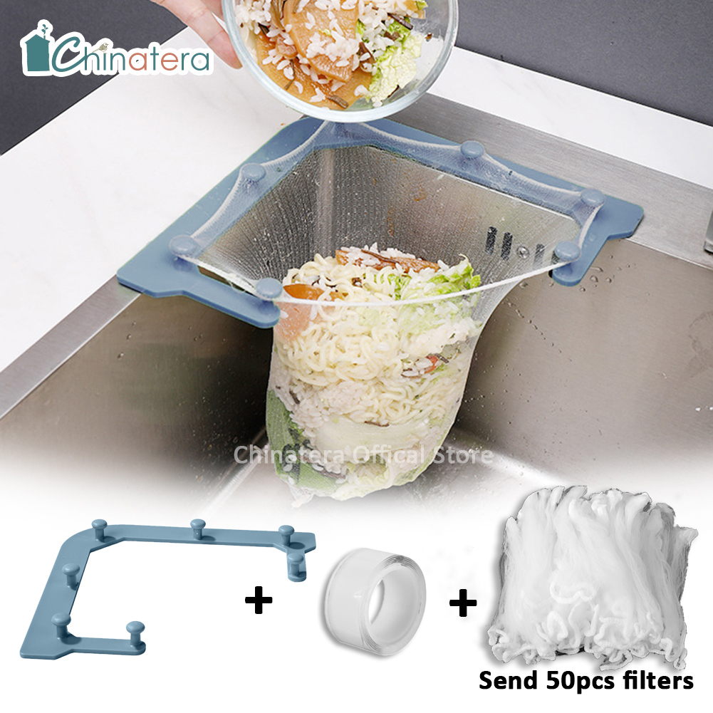 [Chinatera] Giá Thoát Nước Hình Tam Giác, Giỏ Lưới Thoát Nước Treo Túi Rác Lọc Bồn Rửa Thức Ăn Thừa Bồn Rửa Nhà Bếp Lọc + Gửi 50 Bộ Lọc Lưới