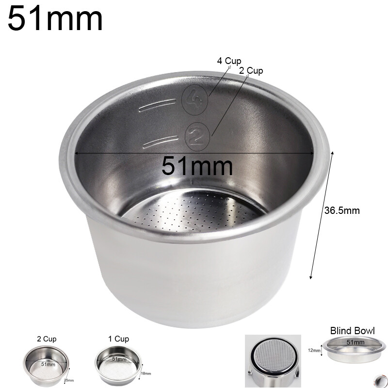 Rổ cà phê 4 cốc 2 cốc 1 cốc thích hợp cho bộ lọc cầm tay không đáy 51/58mm bộ lọc làm xáo trộn đồ dùng pha cà phê