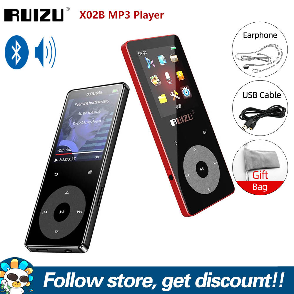 RUIZU Máy Nghe Nhạc MP3 X02B Máy Nghe Nhạc Bluetooth 5.0 Âm Thanh Lossless Walkman Âm Thanh HiFi MP4 Có Loa Tích Hợp A-B Học Tập Bỏ Túi Tốc Độ Thay Đổi Lặp Lại Cho Học Sinh Máy Đếm Bước Hỗ Trợ Máy Ghi Âm Đài FM Đọc Mới Lạ