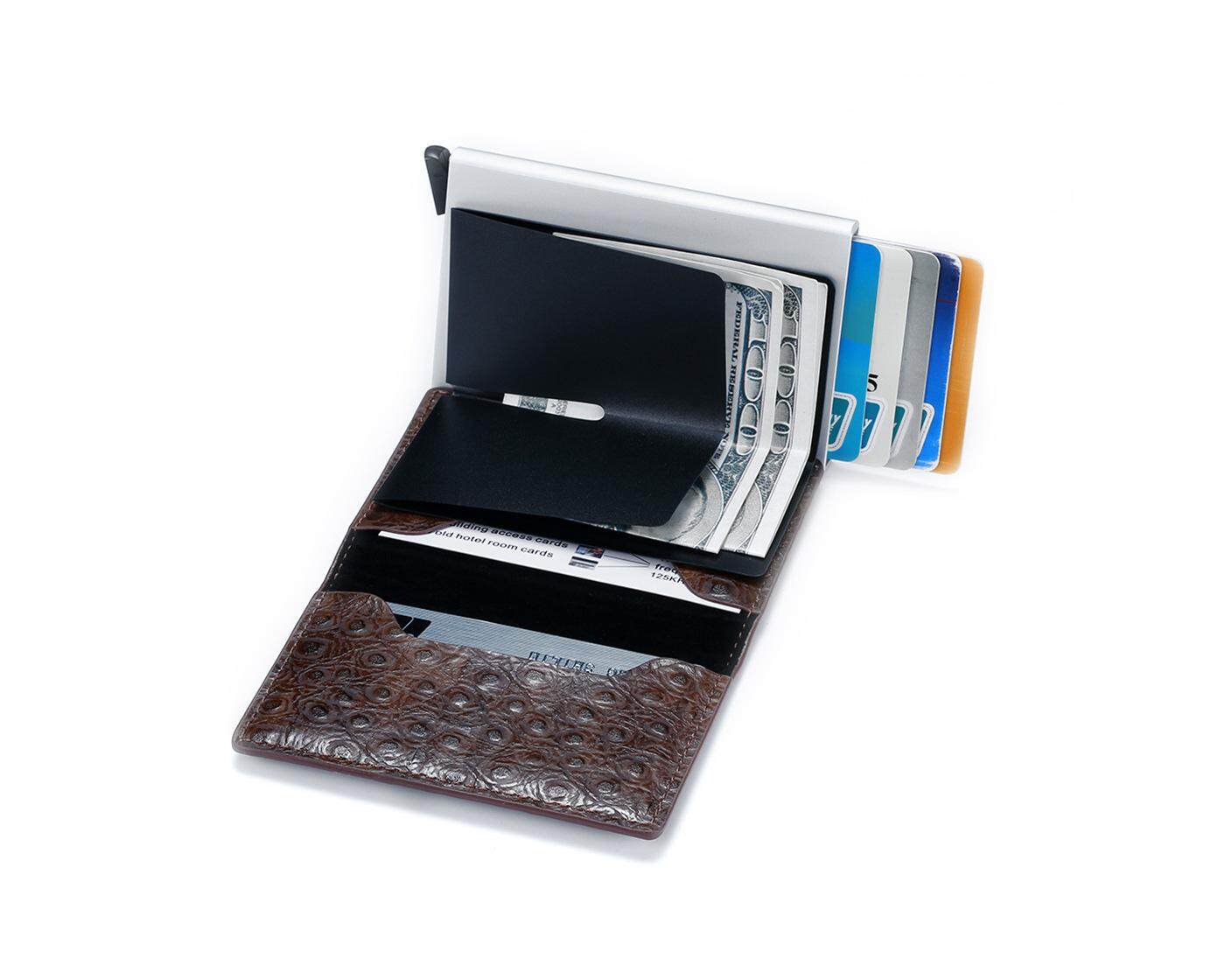 thẻ kẹp giữ ví dành cho nam da pu rfid thoáng mát màu đa chức năng thẻ vị 15