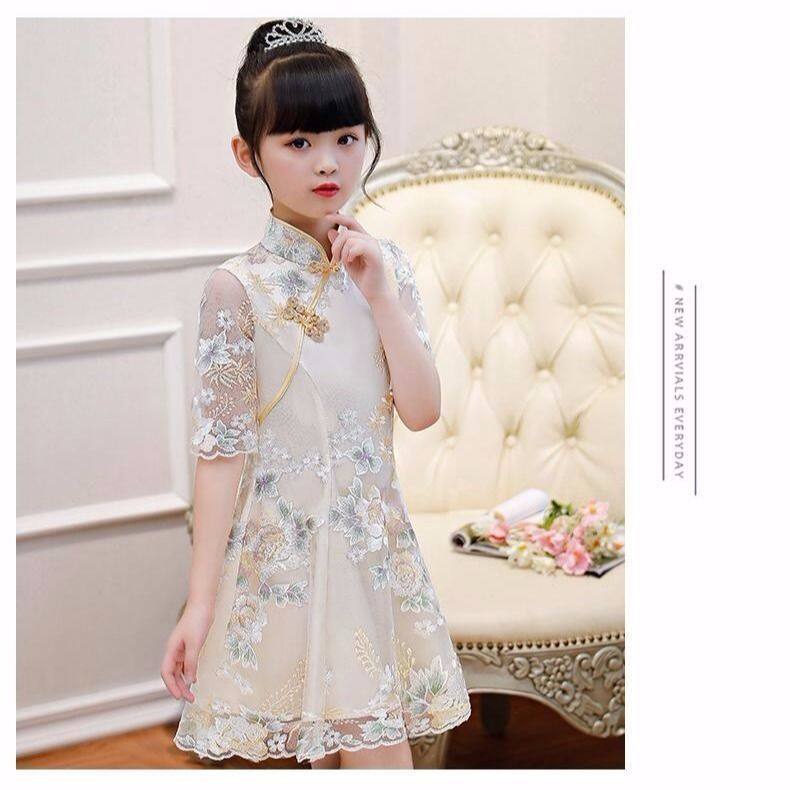 Girls cheongsam dress summer dress children's dress 2021 New Princess dress fashionable skirt girl Han Chinese clothing