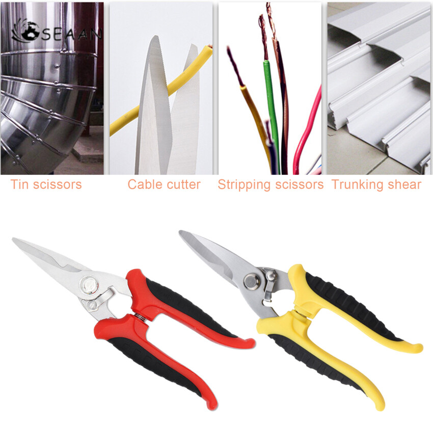 1 chiếc kéo thợ điện bằng thép không gỉ kéo cắt thủ công đa năng dụng cụ cầm tay cắt dây và tấm thép mỏng có rãnh