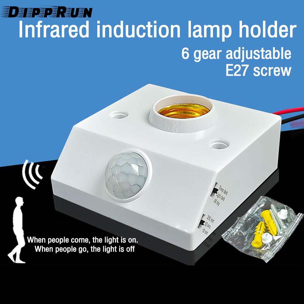 Dipprun 110-240V E27 Bóng đèn LED cơ sở cảm ứng khi có người Đèn cảm biến chuyển động Bộ chuyển đổi ổ cắm chủ với cảm biến hồng ngoại