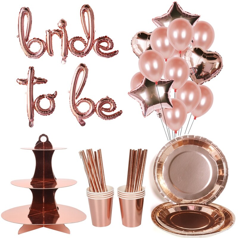 Rose Gold Team Bride To Be Balloons Bridal Crown Sash Badge Bachelorette