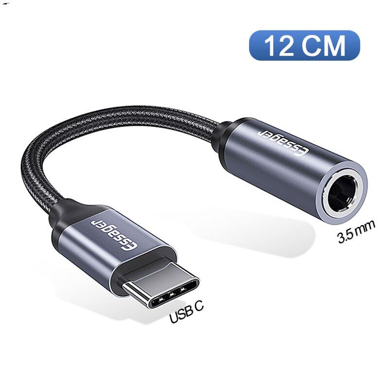 Essager Loại C đến 3.5mm jack Bộ chuyển đổi cho tai nghe Cáp USB C đến 3.5mm âm thanh AUX cáp cho Hu