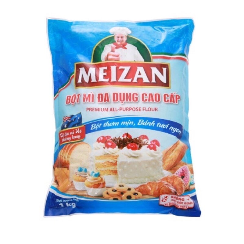 Bột mỳ đa dụng MEIZAN 1kg, có thể làm bánh bao, bánh mì