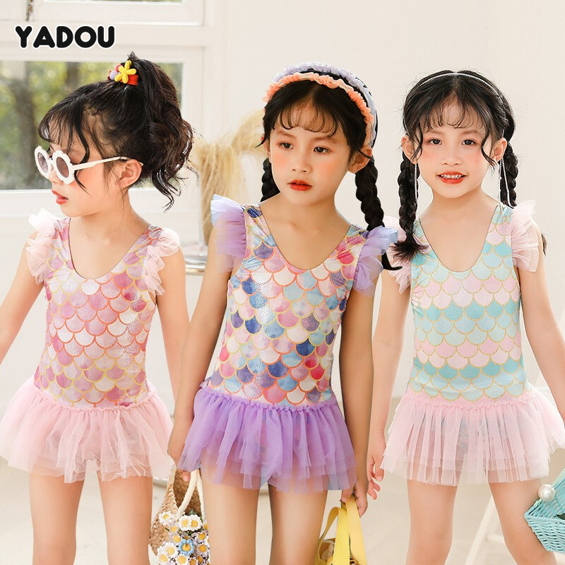 Yadou đồ bơi mùa xuân nóng bỏng cho bé gái đồ bơi một mảnh nàng tiên cá mới cho bé gái 2-4 tuổi đồ bơi bé gái