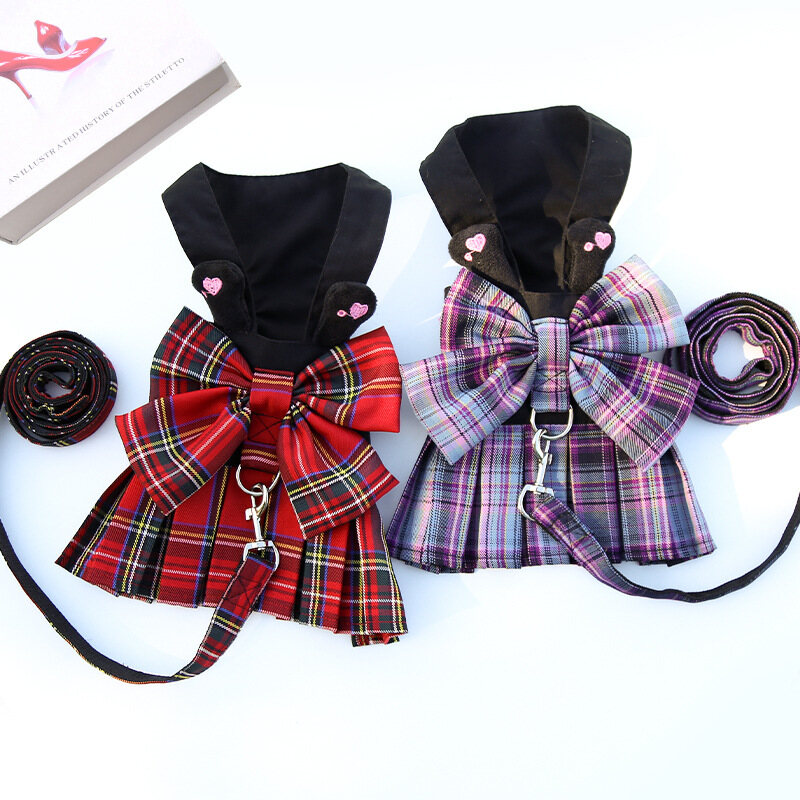 Đai Yếm Cho Thú Cưng DY Loving, JK Thời Trang Kiểu Áo Vest Đồng Phục Có Dây Dẫn, JK Dây Đeo Ngực Đi Bộ Ngoài Trời Cho Chó Mèo Shihtzu
