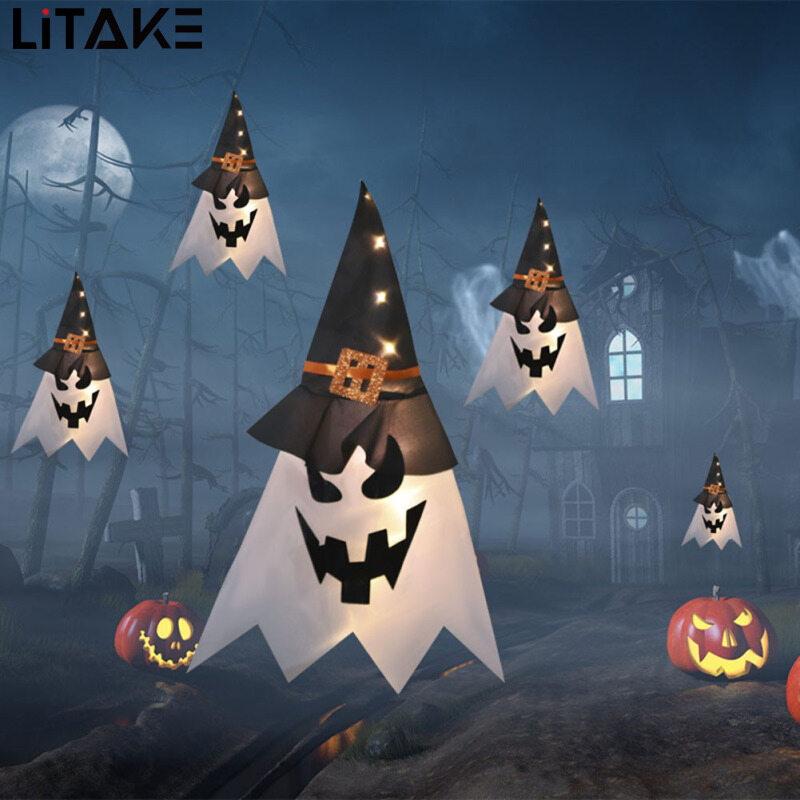 Litake Mặt Dây Chuyền Dạ Quang Treo Halloween Trang Trí Mũ Phù Thủy Phát Sáng Đèn Đạo Cụ Kinh Dị Đồ Dùng Tiệc Tùng Để Trang Trí Nhà Cửa