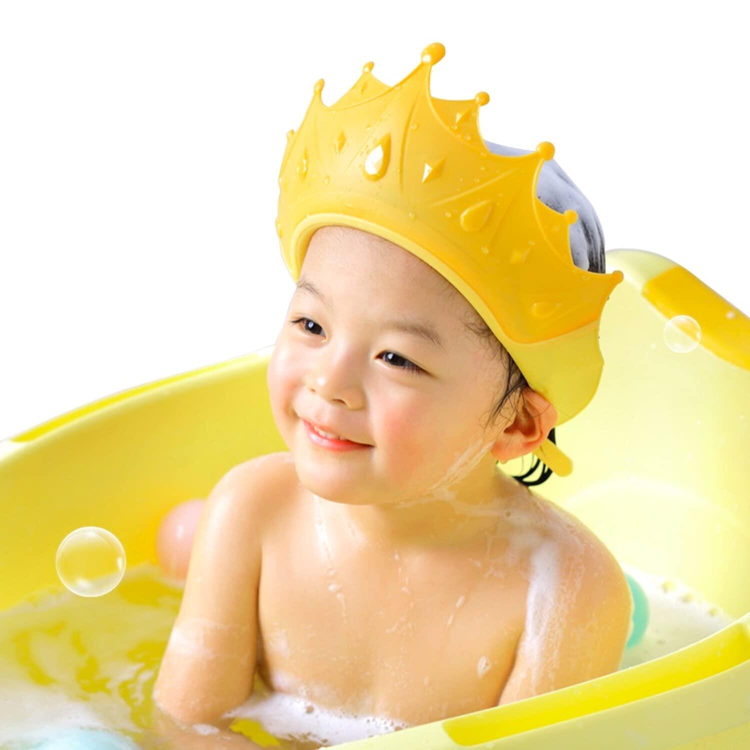 Mũ tắm cho bé mũ gội đầu chống thấm nước cho trẻ em bé gái bé trai bé gái mũ tắm bằng silicon có thể điều chỉnh tai mắt
