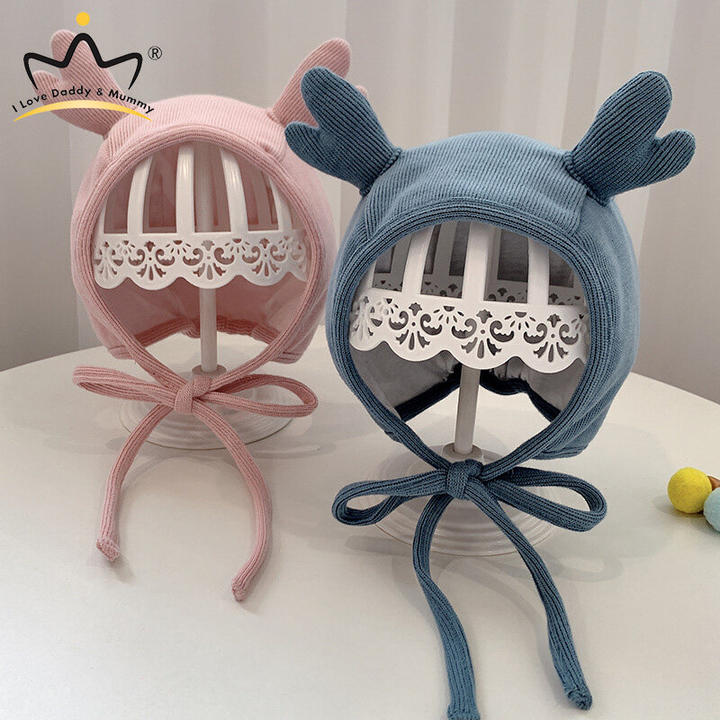 Dễ Thương Deer Ear Mũ Trẻ Em Phim Hoạt Hình Trẻ Sơ Sinh Bé Trai Bé Gái Bonnet Hat Bảo Vệ Tai Ấm Áp Màu Trơn Trẻ Sơ Sinh Trẻ Mới Biết Đi Mũ Len