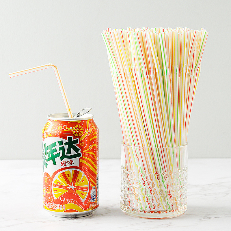 100Pcs Plastic Disposable Straws Bendable Juice Drinking Straws Party Bar Accessory Food Grade Beverages Straws