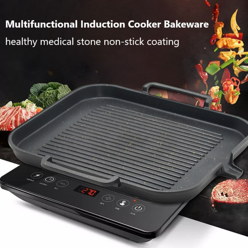 Chảo Nướng Từ Hàn Quốc 2-4 Người Chảo Nướng Chảo Nướng Chống Dính Không Khói Teppanyaki Hình Vuông