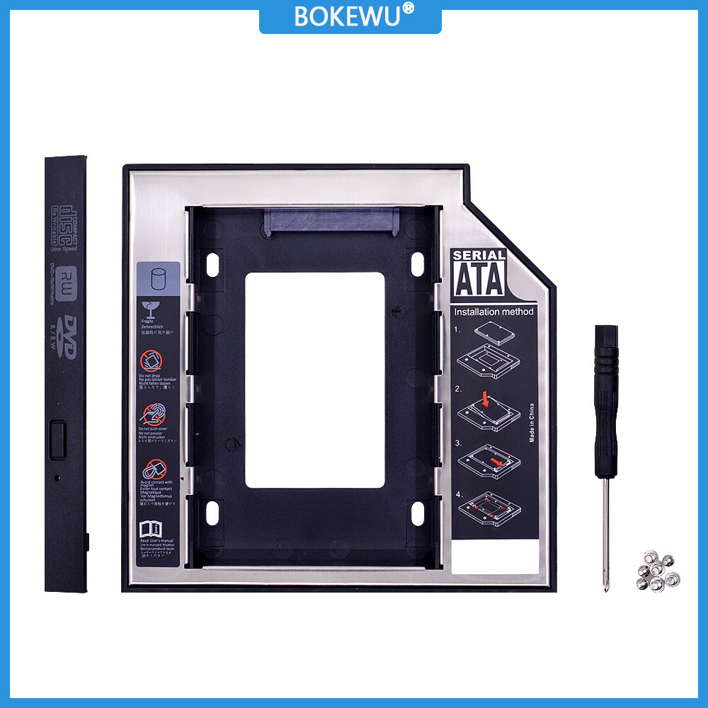 BOKEWU Ổ Cứng Thứ 2 Caddy 9.5MM SATA 3.0 Cho Vỏ SSD 2.5 ''Ổ Đĩa Cứng Bộ Chuyển Đổi Cho Máy Tính Xách Tay Ổ Đĩa CD DVD-ROM Quang