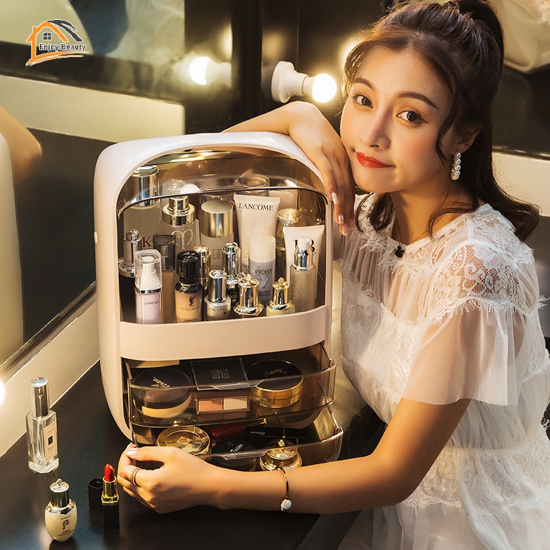 Jjt hộp đựng mỹ phẩm ngăn kéo chống bụi di động sản phẩm chăm sóc da mặt nạ son môi hộp đựng để bàn