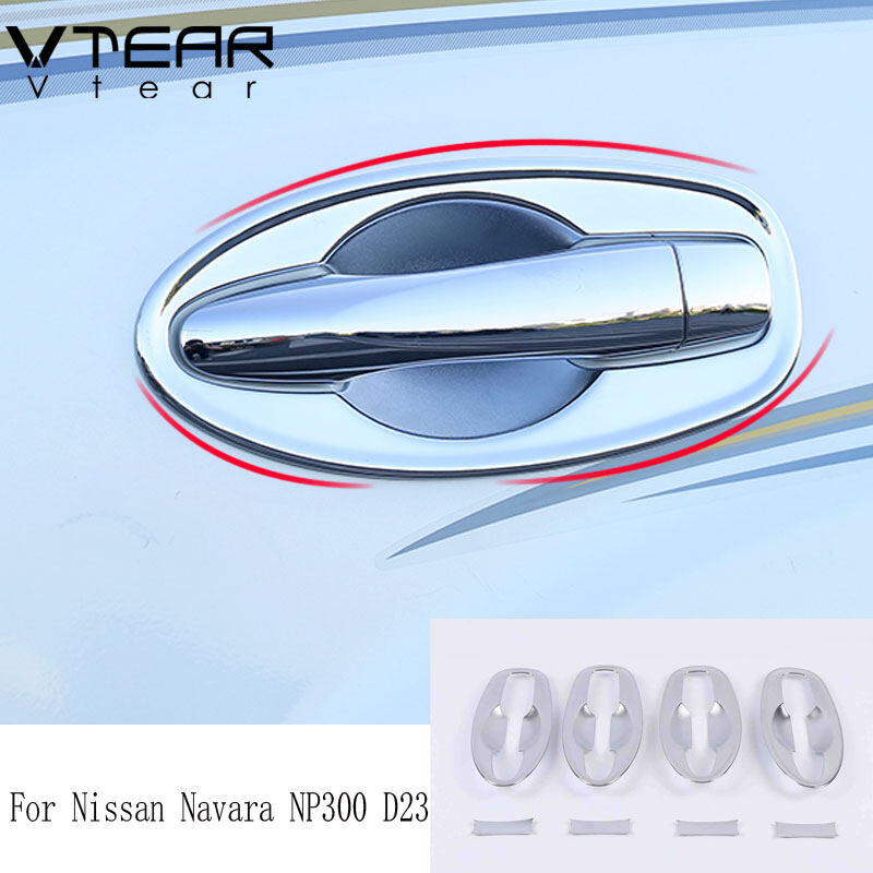 Vtear For Nissan Navara NP300 D23 2015-2021 door handle cover Chromium door bowl pull chrome protection car-styling accessories decoration auto ราคา 617 บาท*ส่งฟรี
