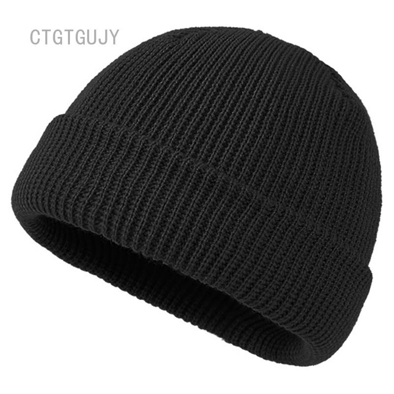 CTGT Mũ Len Dệt Kim Có Gân Có Còng Ngắn Cho Cả Nam Và Nữ Mũ Beanie Trượt Tuyết Trơn Màu
