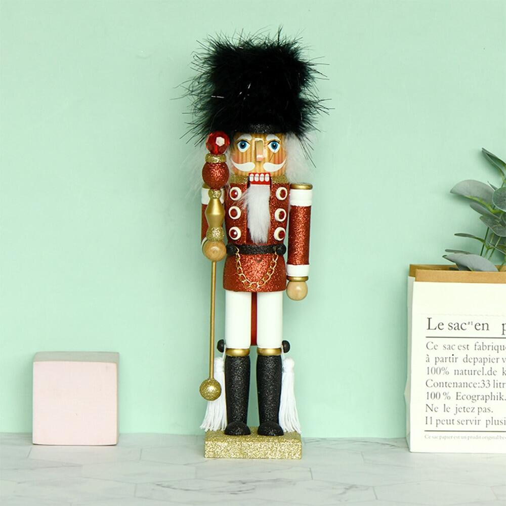 35cm nutcracker Vua scepter gỗ thủ công mỹ nghệ nutcracker Solider búp bê rối Quà Tặng cổ điển mặt dây chuyền giáng sinh trang trí nội thất